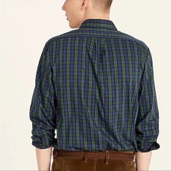 J. Crew | Slim Performance Twill Shirt Buttondown Long Sleeve Pine Plaid Green - Picture 9 of 14